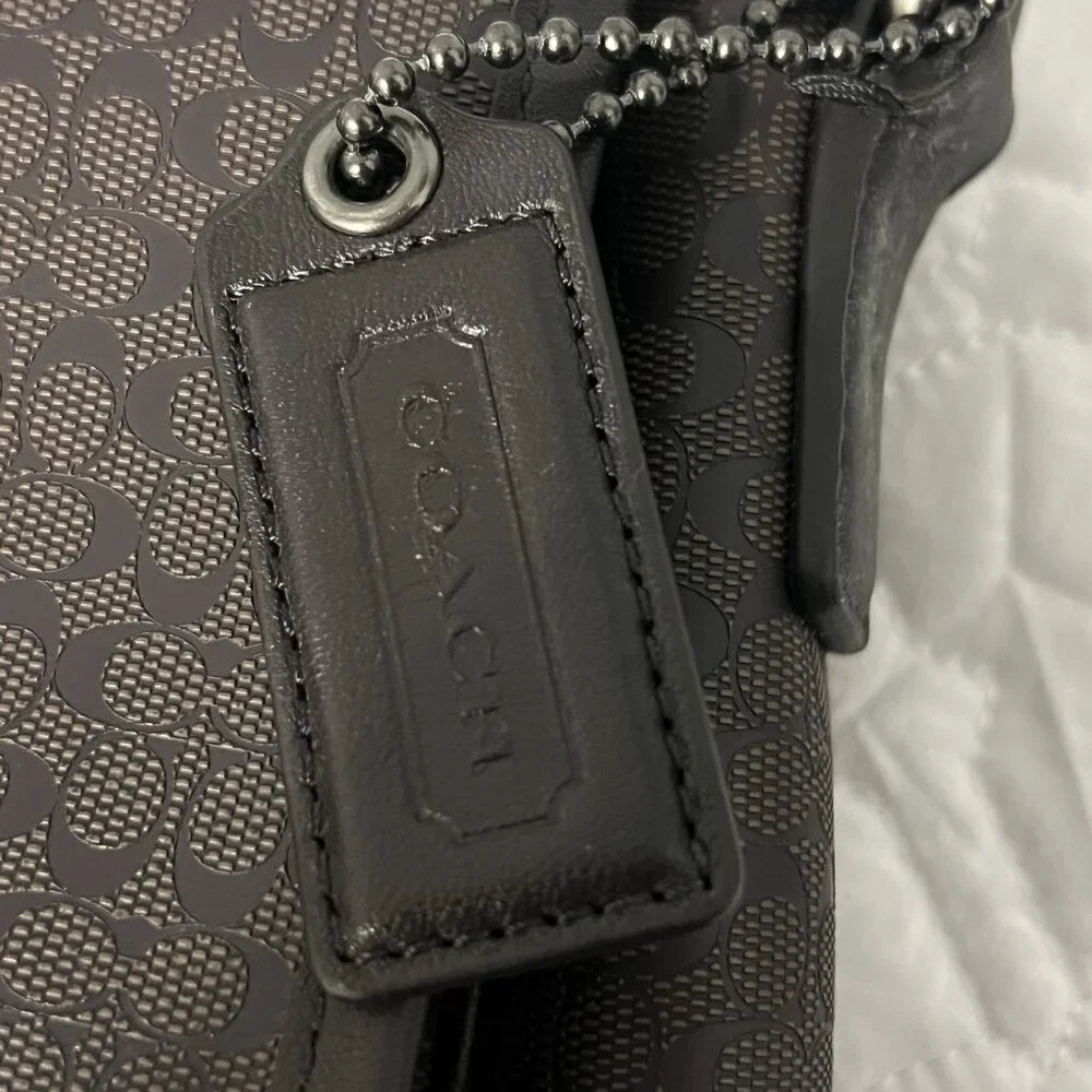 Coach Heritage Signature Black Unisex Messenger Bag F70809 Hangtag PVC Leather
